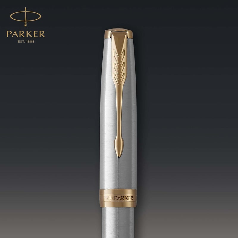 Parker Sonnet Fountain Pen, Stainless Steel with Gold Trim, Medium Nib - Image 4